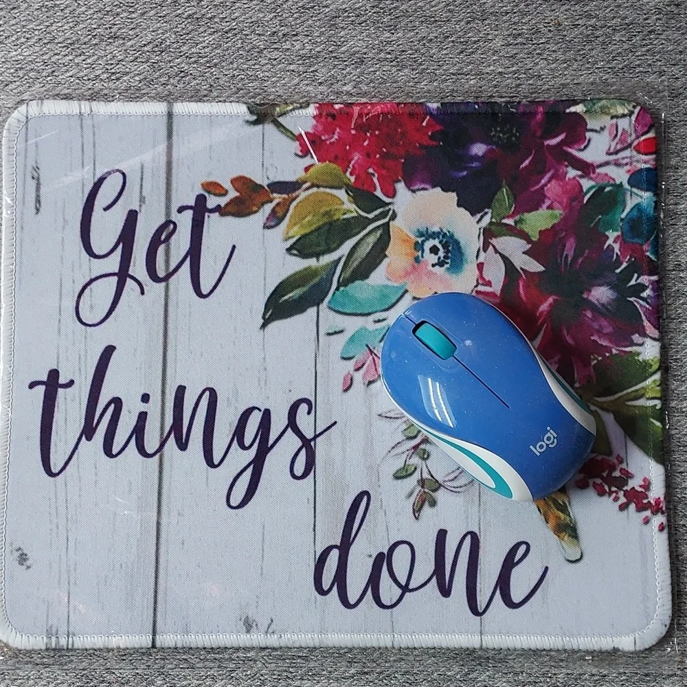 2- New Mouse Pads Floral Computer Motivational 9.5